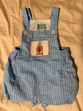 Velani Classics Smocked Fishing Lure Romper for Baby Boy